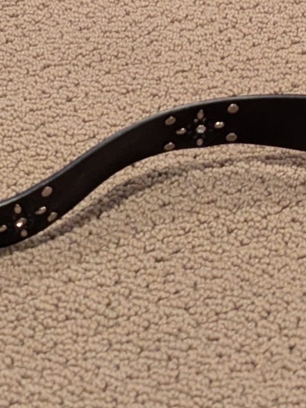 Black Studded Women's Belt with Rhinestone Accents
